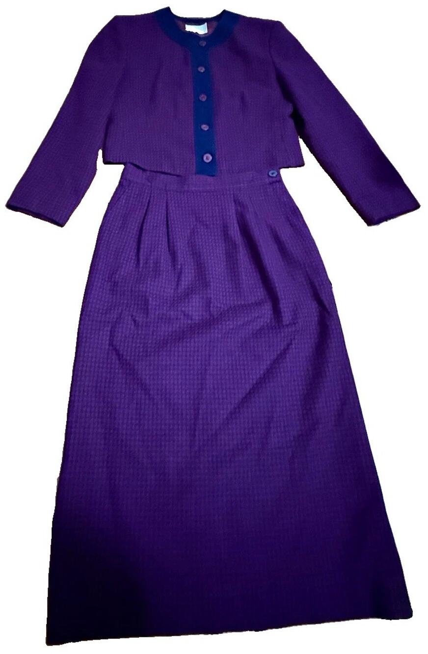 PENDLETON Women’s 2pc Virgin Wool Houndstooth Skirt Suit Set Lined Size 6